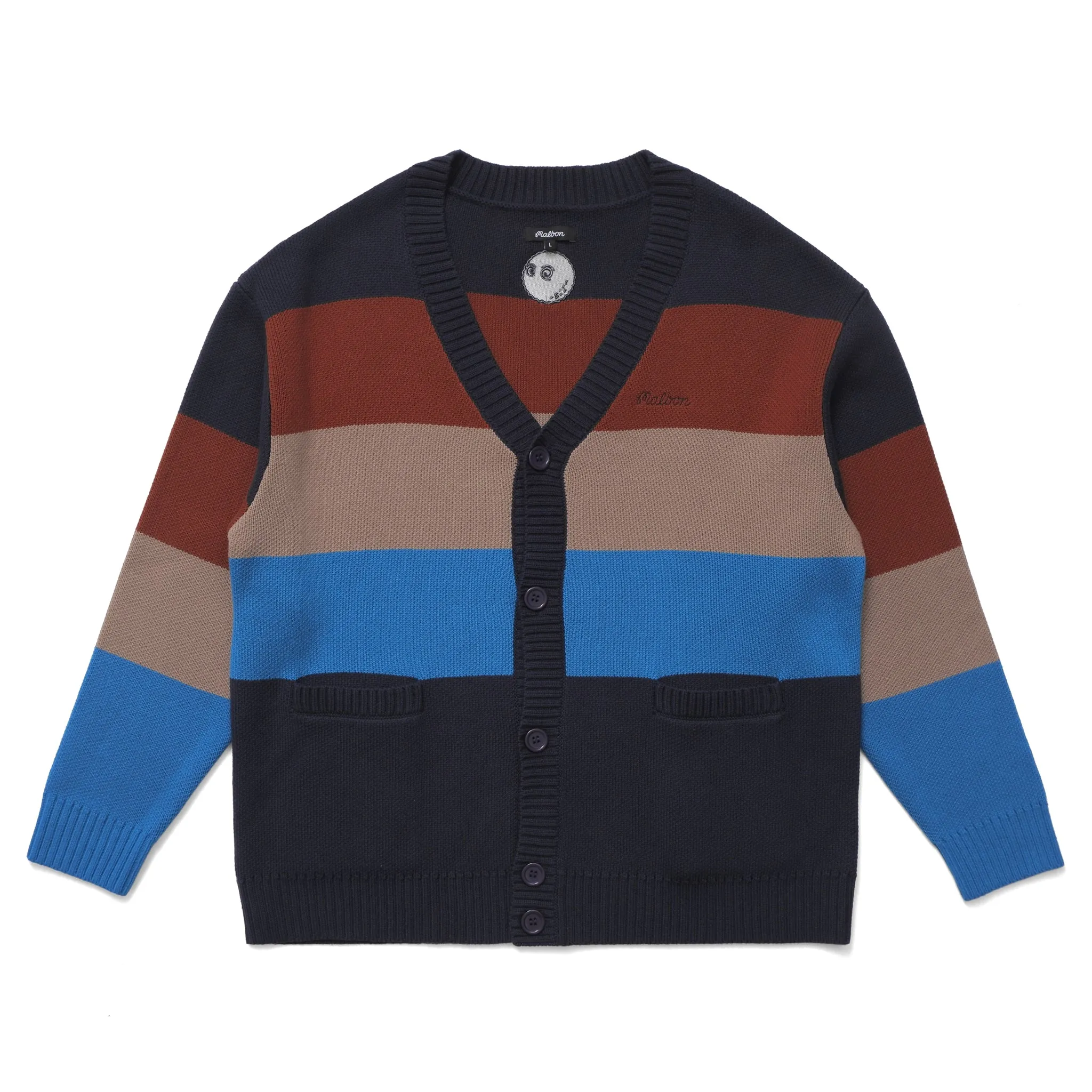 Malbon Golf Fairbanks Cardigan Sweater - ROYAL NAVY RUST