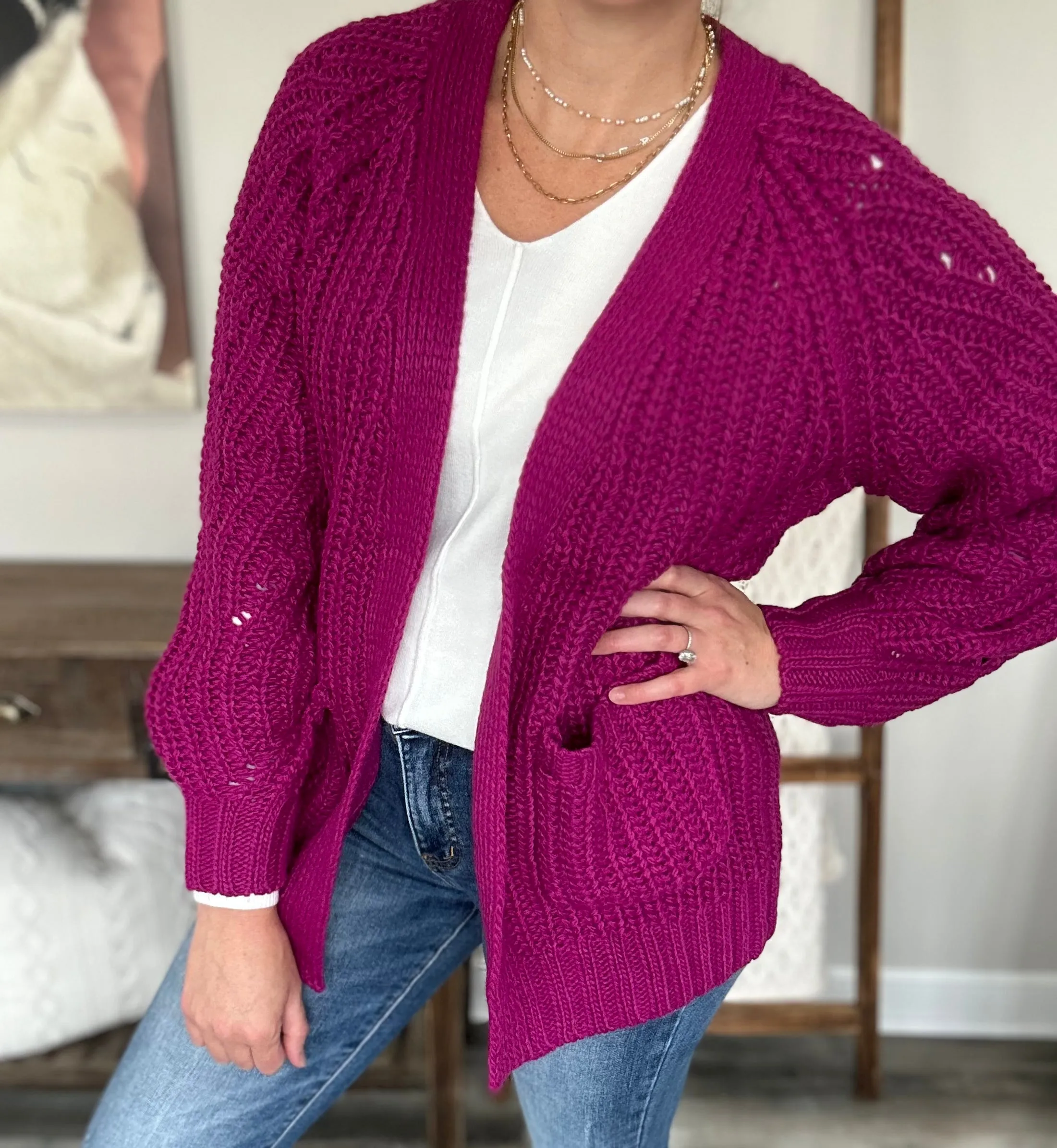 Maybe Monday Cardigan in Berry