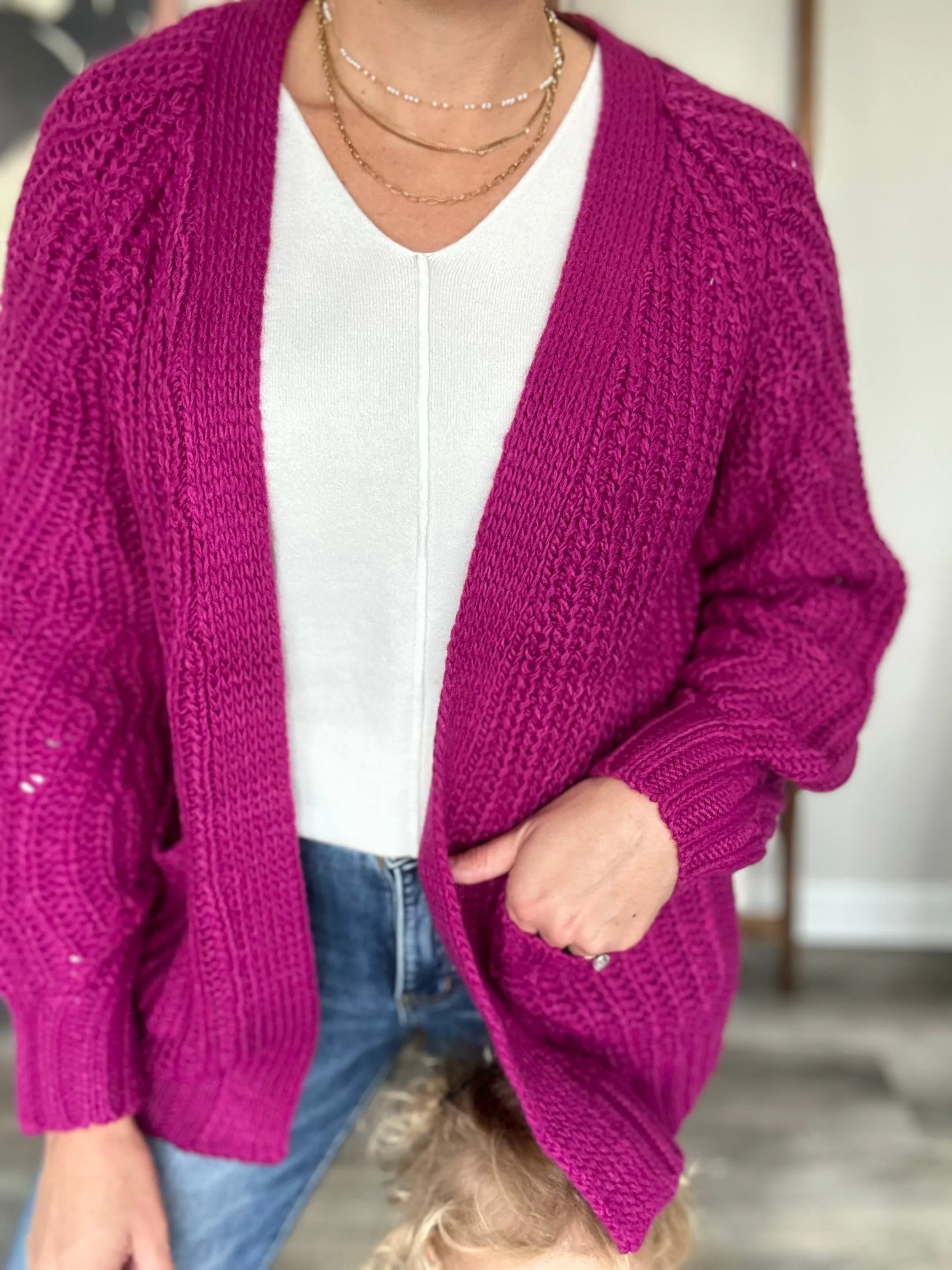 Maybe Monday Cardigan in Berry