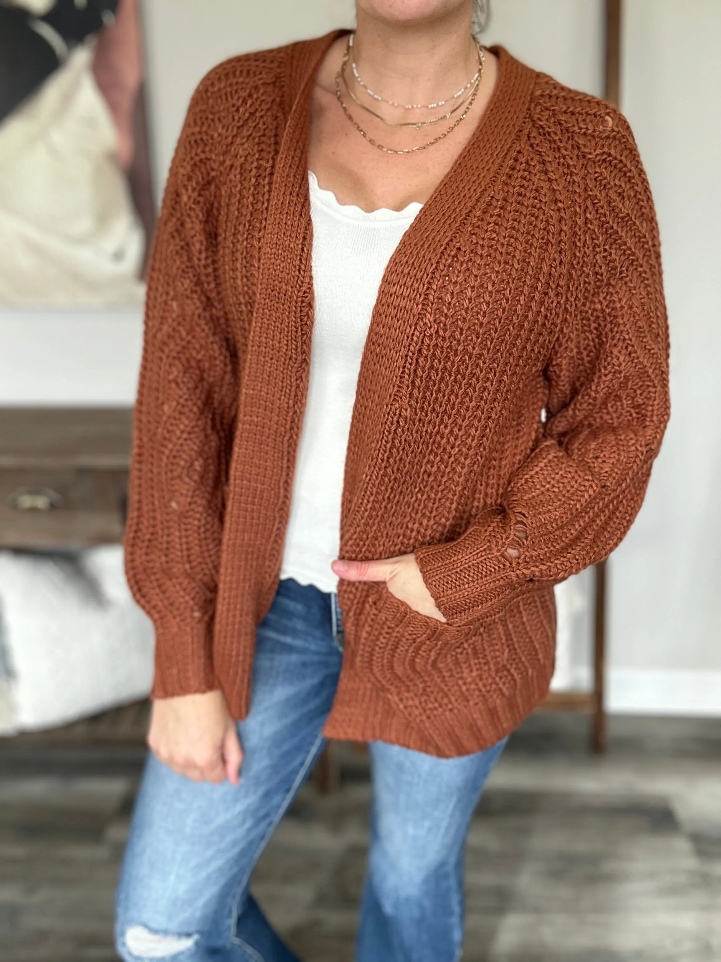 Maybe Monday Cardigan in Chestnut