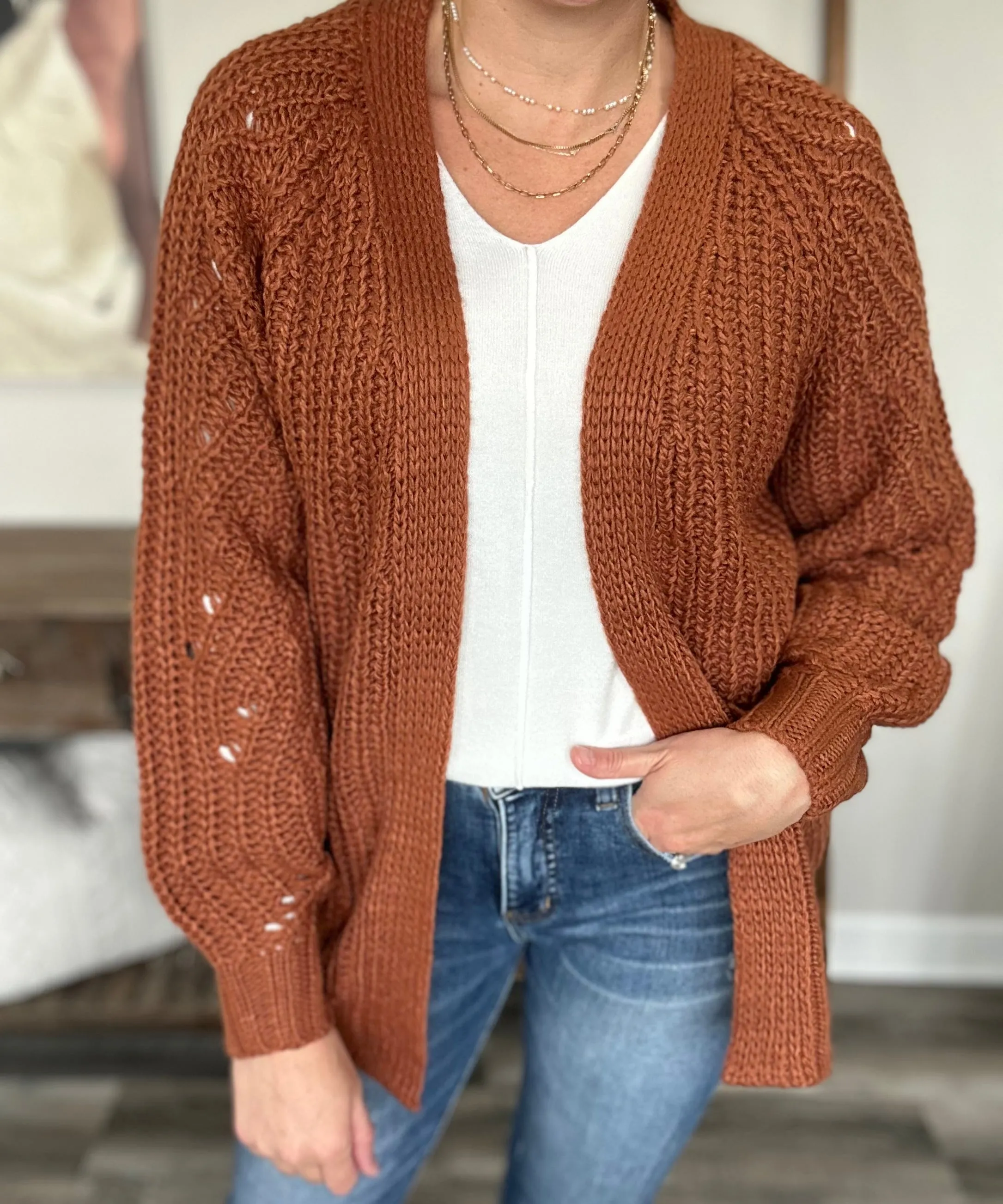 Maybe Monday Cardigan in Chestnut