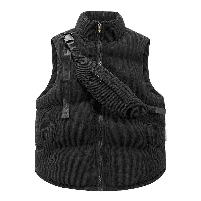 Men's Corduroy Winter Vest With Chest Pack