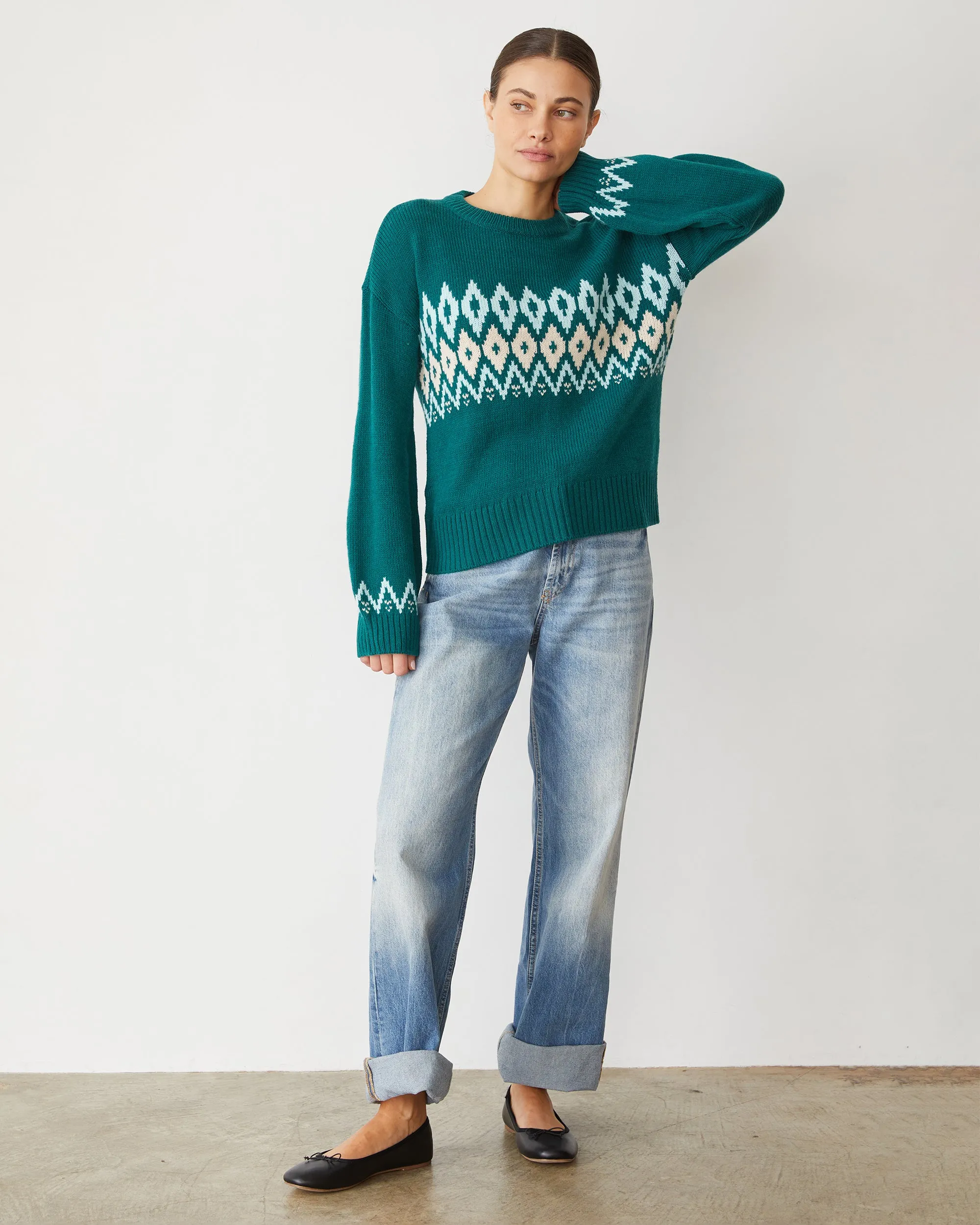 Merino Wool Fair Isle Crew Neck