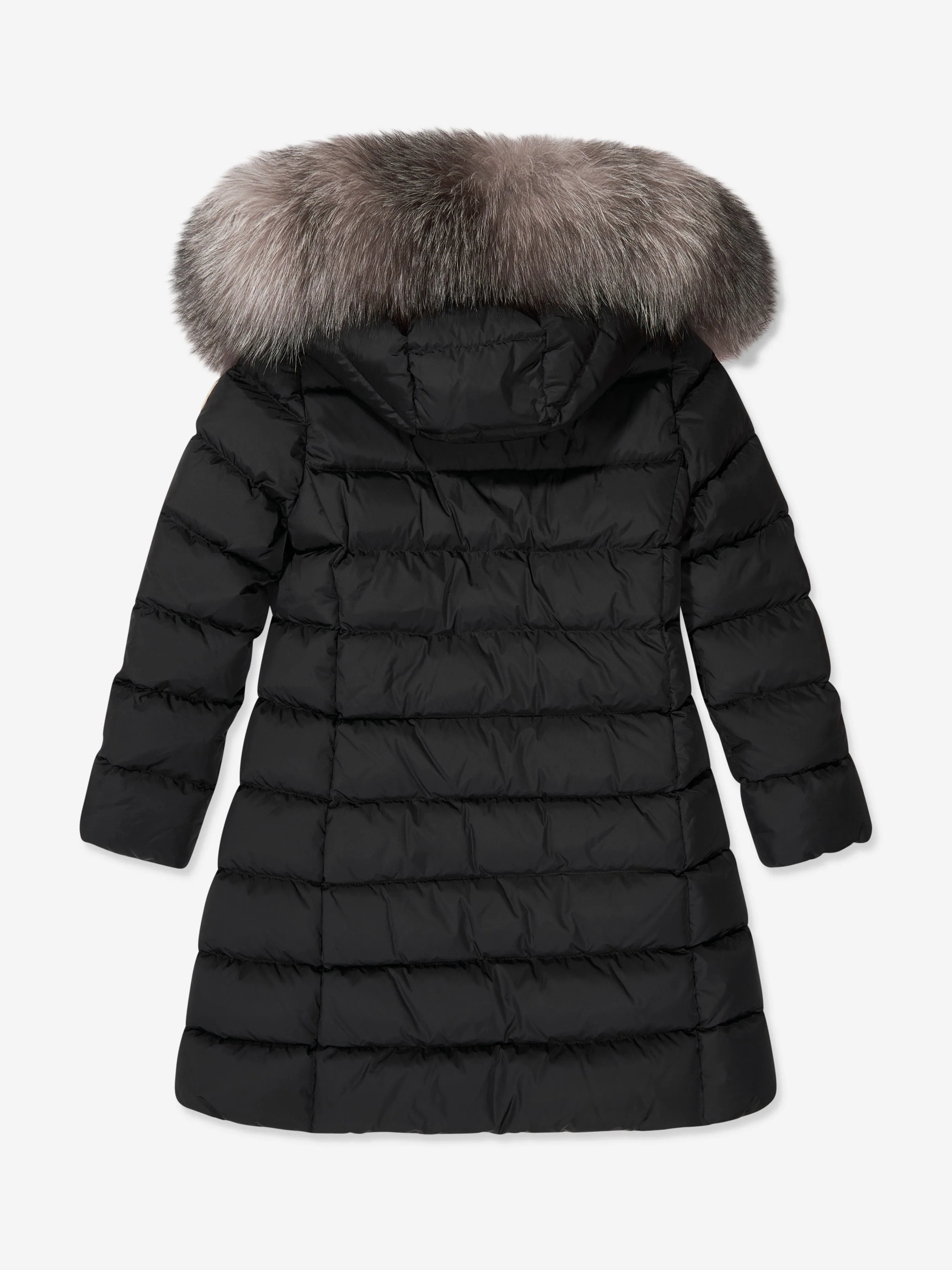 Moncler Enfant Girls Down Padded Abelle Long Coat in Black