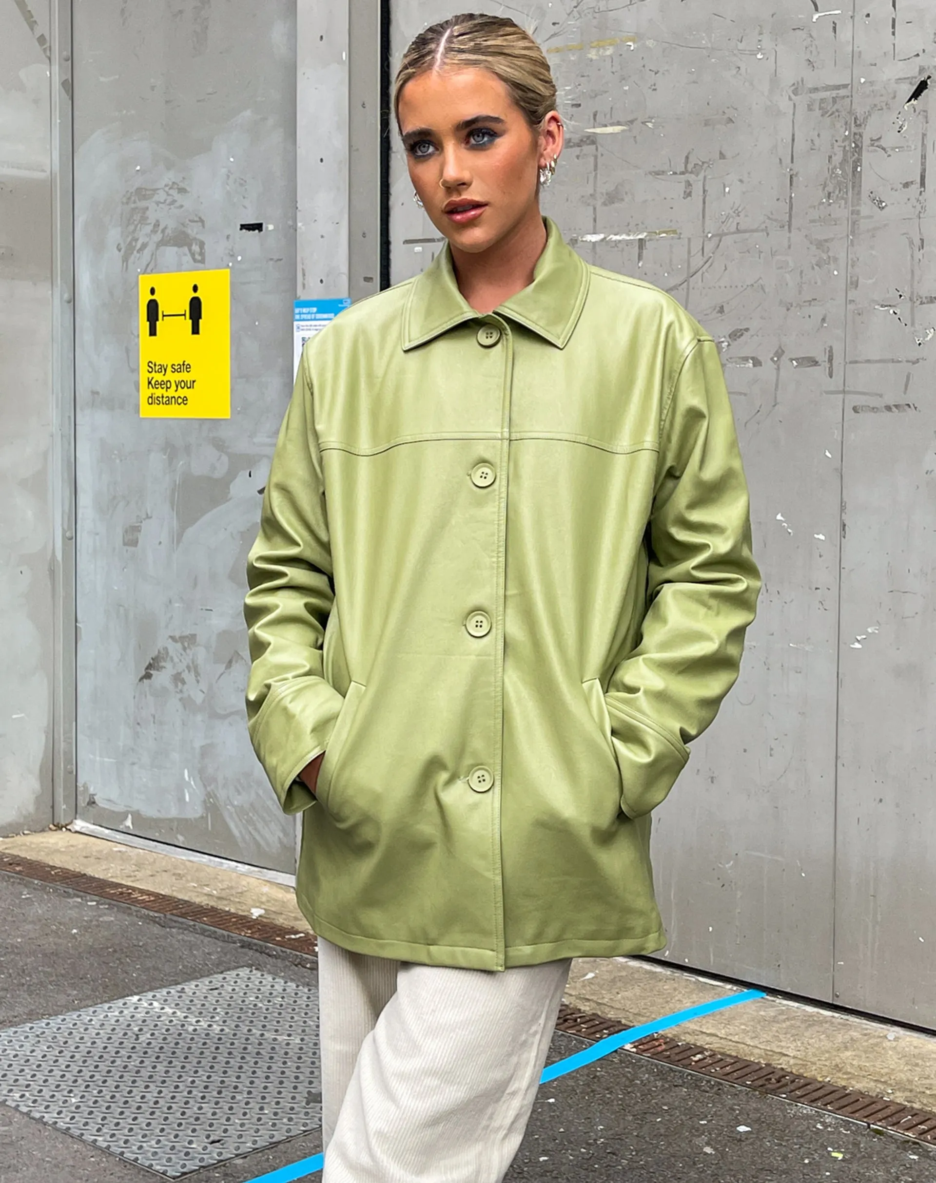 MOTEL X OLIVIA NEILL Walta Jacket in Pu Green