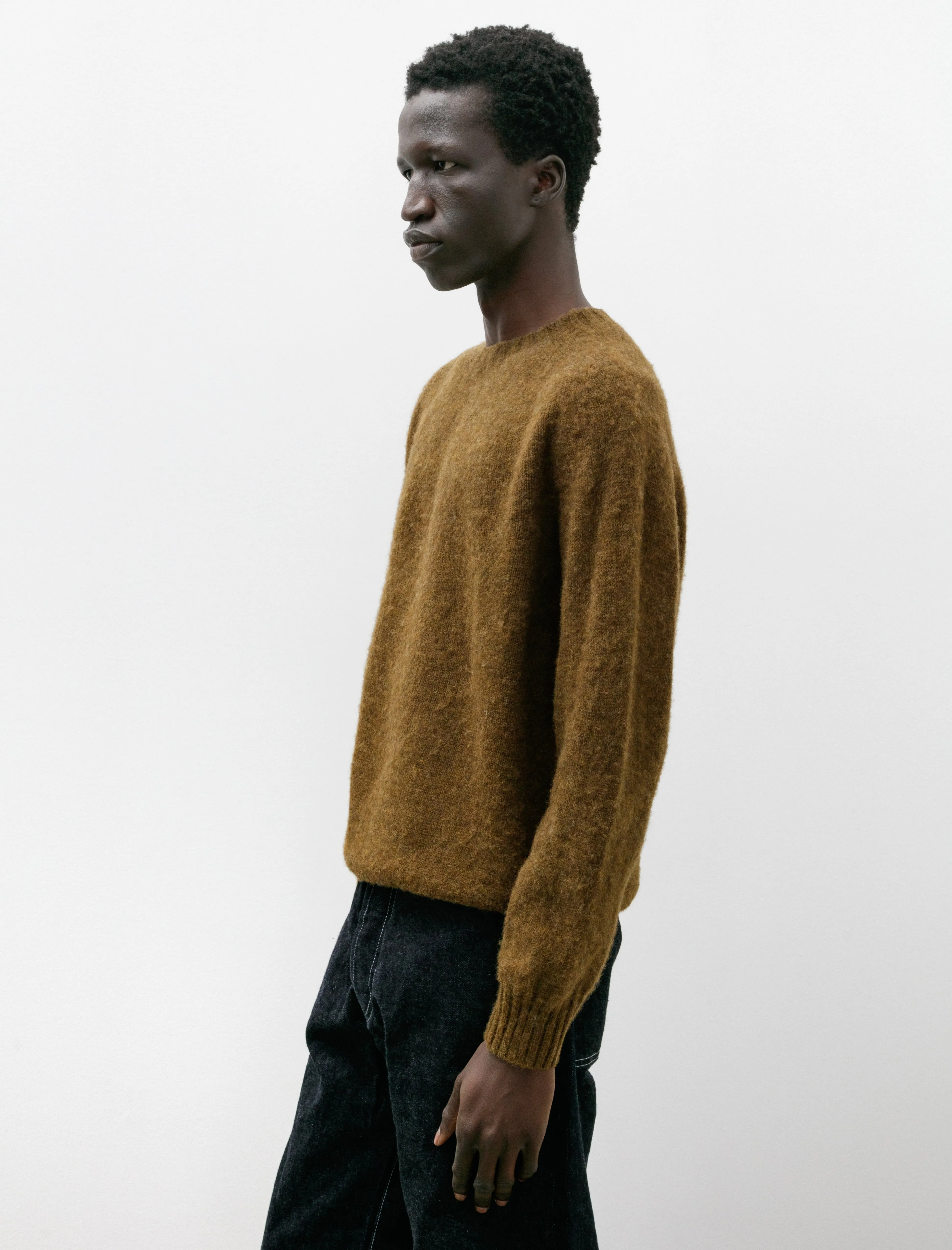 Neighbour Pure New Wool Shaggy Sweater Dark Olive