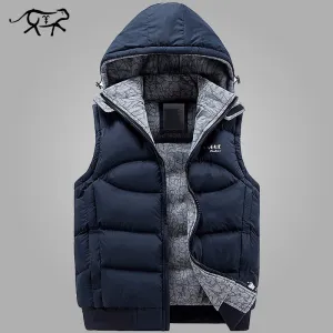 New Mens Jacket Sleeveless veste homme Winter Fashion Casual Coats Male Hooded Cotton-Padded Men's Vest men Thickening Waistcoat