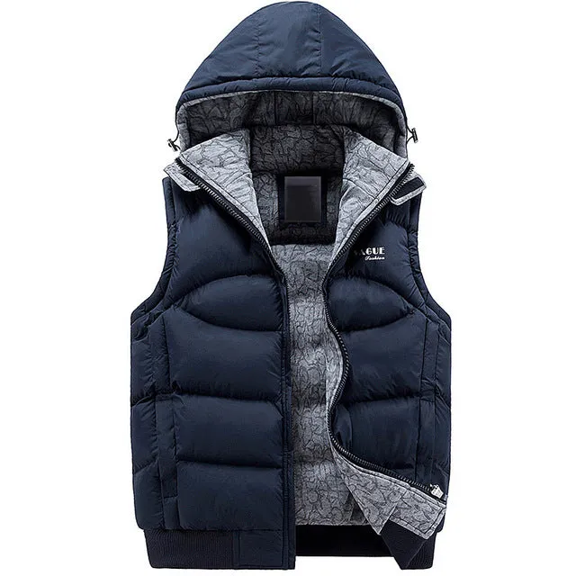 New Mens Jacket Sleeveless veste homme Winter Fashion Casual Coats Male Hooded Cotton-Padded Men's Vest men Thickening Waistcoat