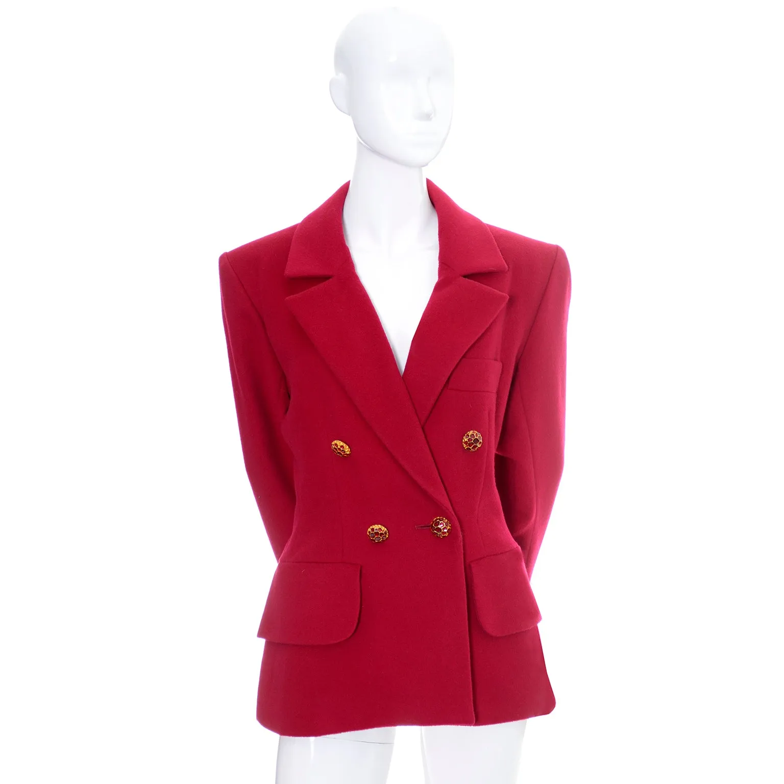 ON HOLD // Yves Saint Laurent Raspberry Red Vintage Blazer Jacket Size 44