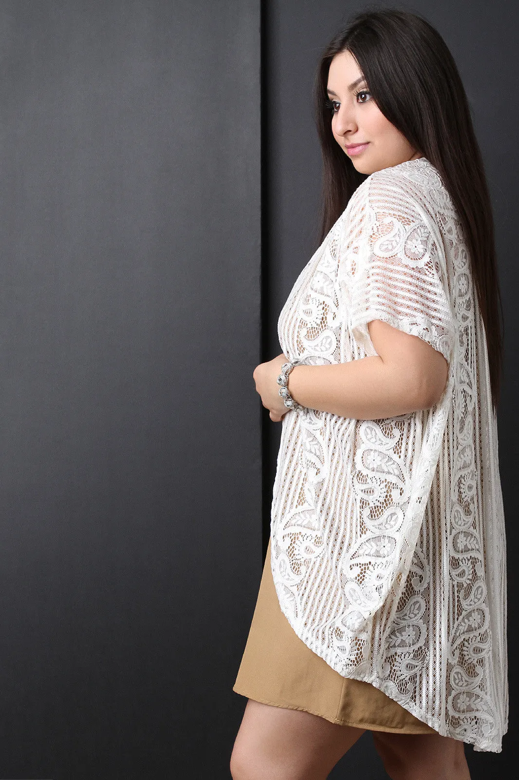 Paisley Lace Dolman Sleeve Cardigan