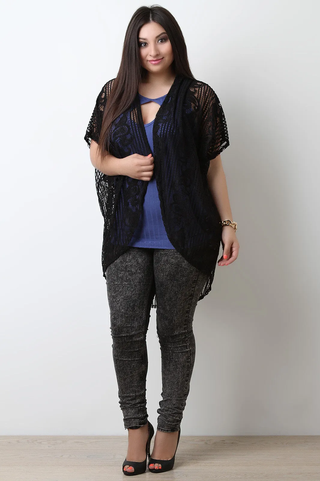 Paisley Lace Dolman Sleeve Cardigan