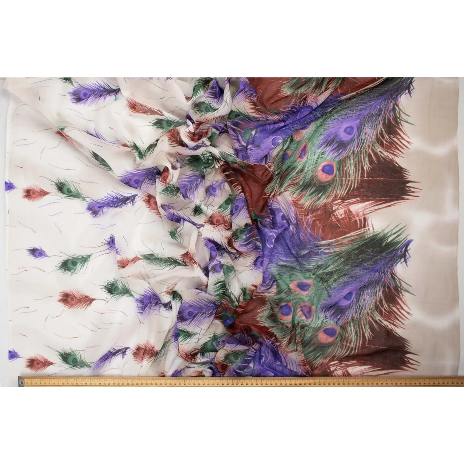 Peacock Printed Cotton Blended Voile Purple & Maroon