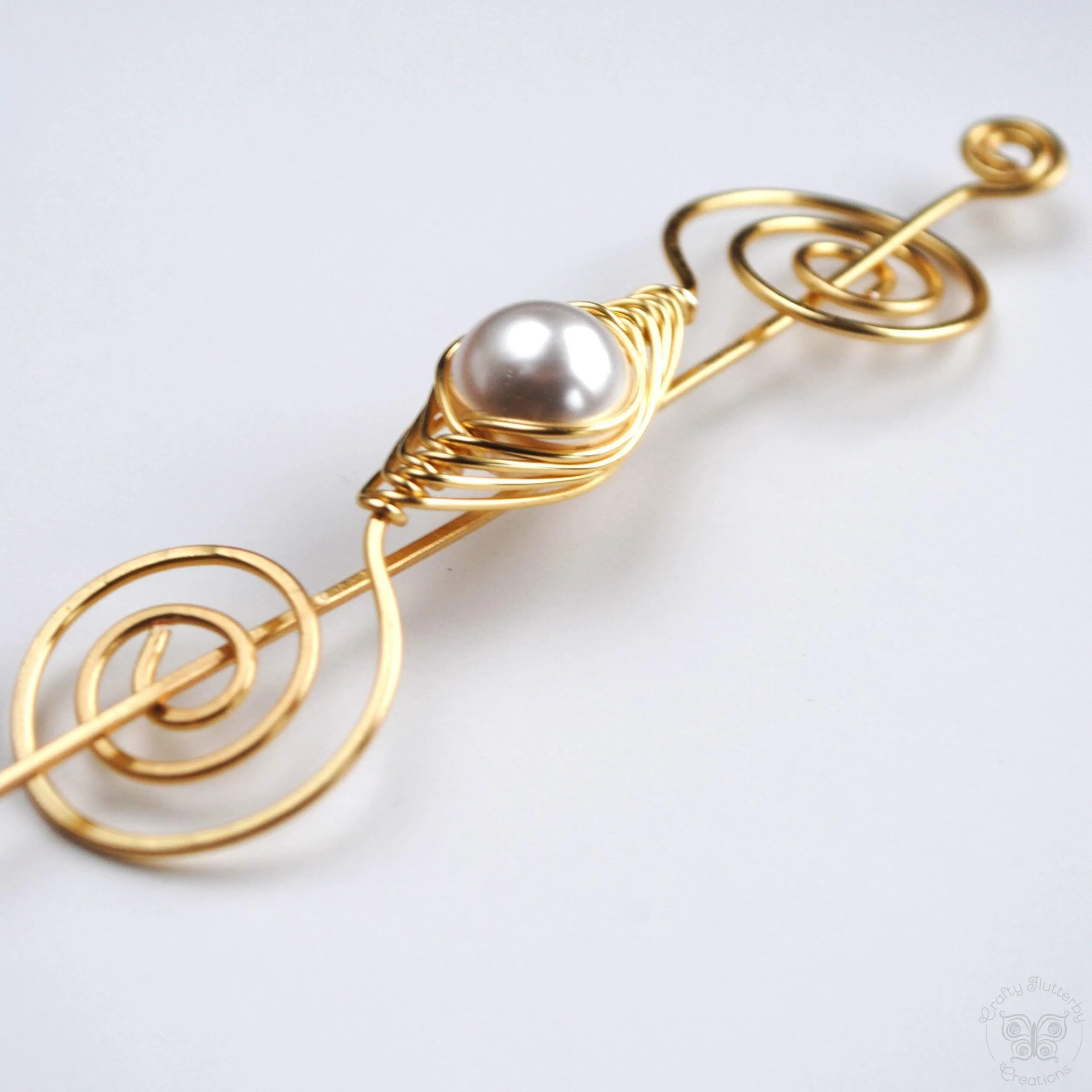 Pearl Shawl Pin - Gold Noteworthy Classic