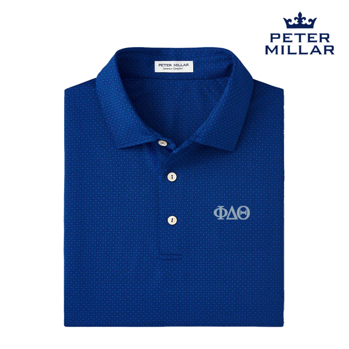 Phi Delt Peter Millar Tesseract Patterned Polo With Greek Letters