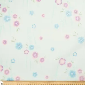 Printed Cotton Voile Design-46 Purple Flowers &  Blue Bamboo on Sky