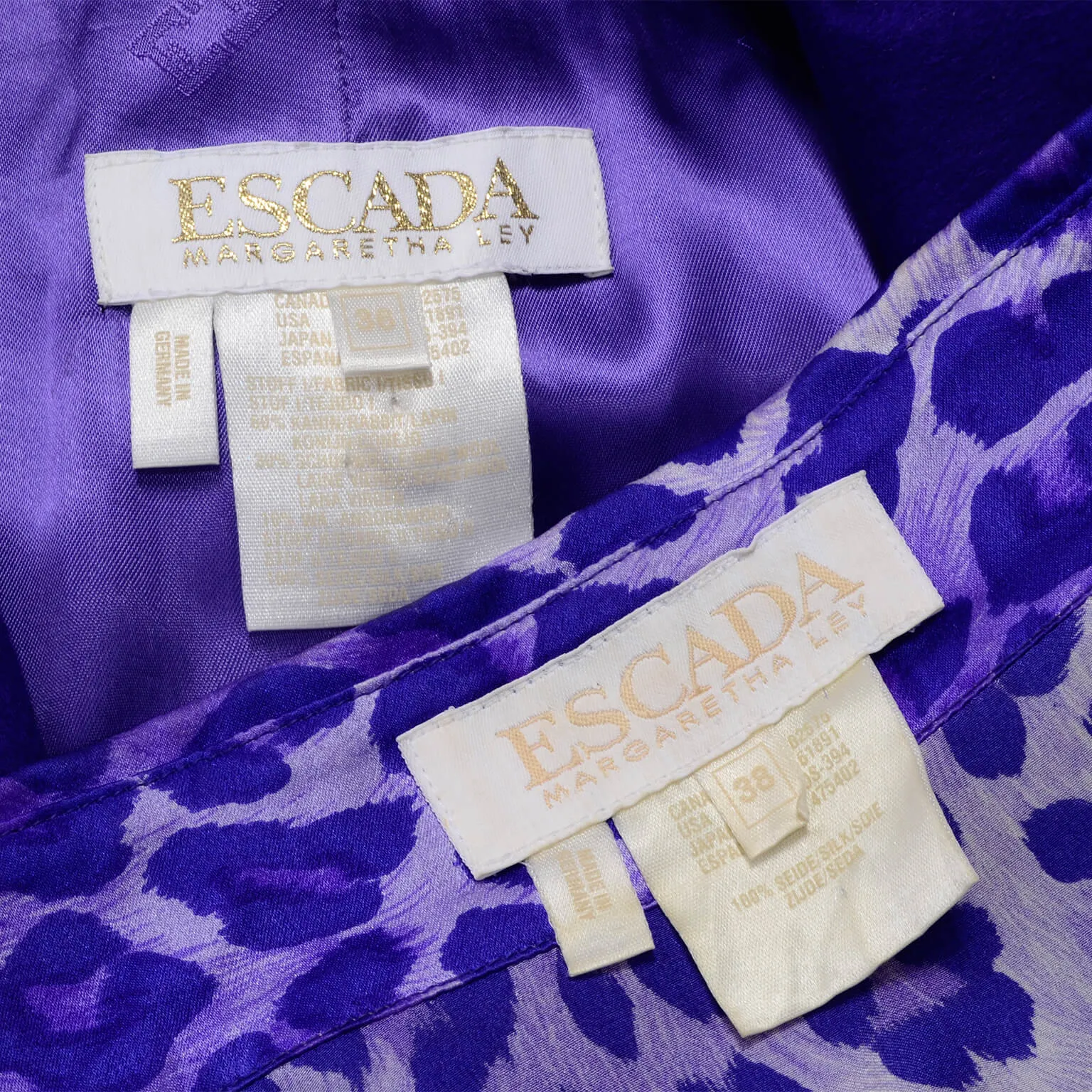 Purple Escada Blazer w/ Animal Print Silk Blouse & Pocket Square