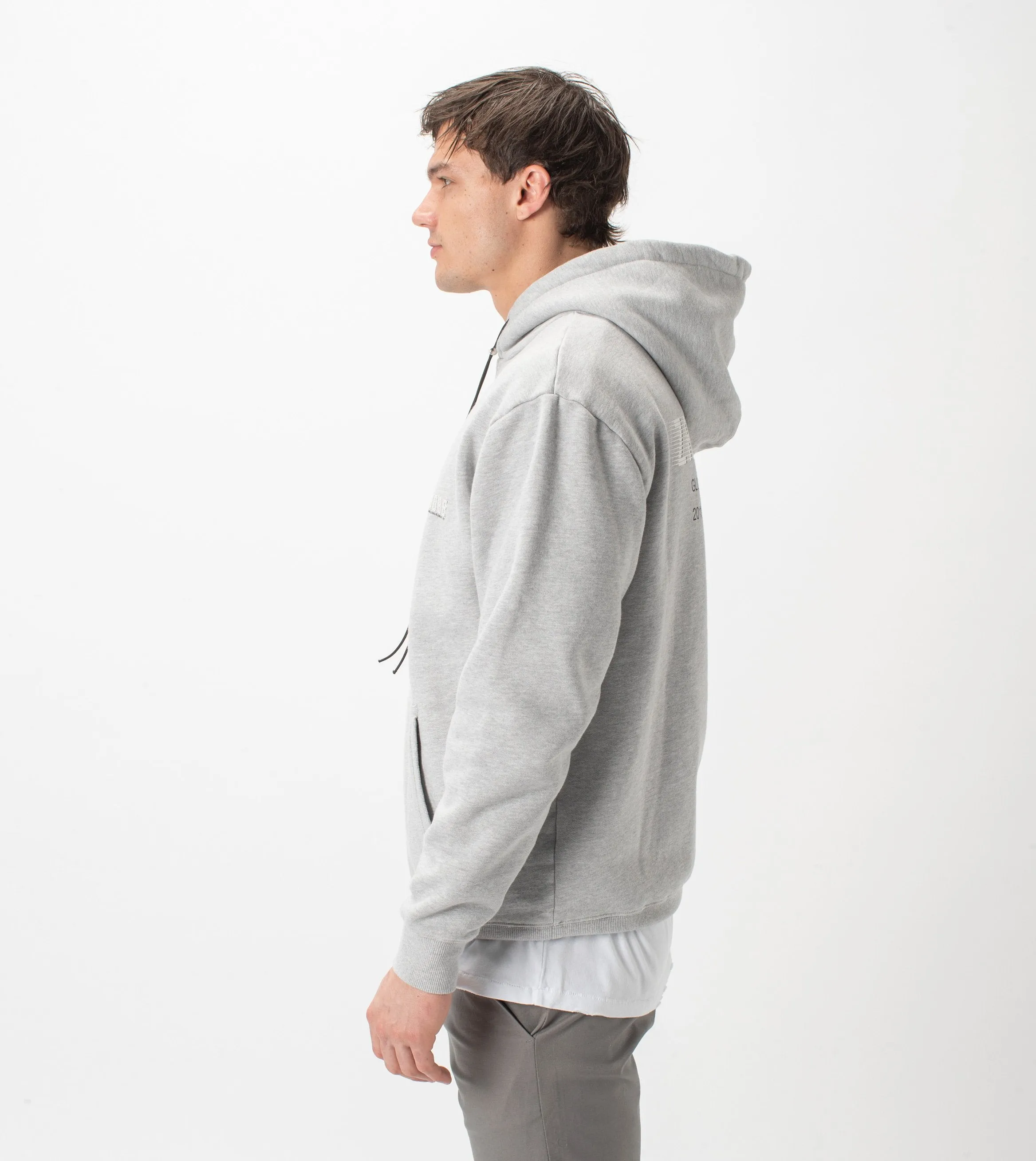 Racer Hood Sweat Silver Marle