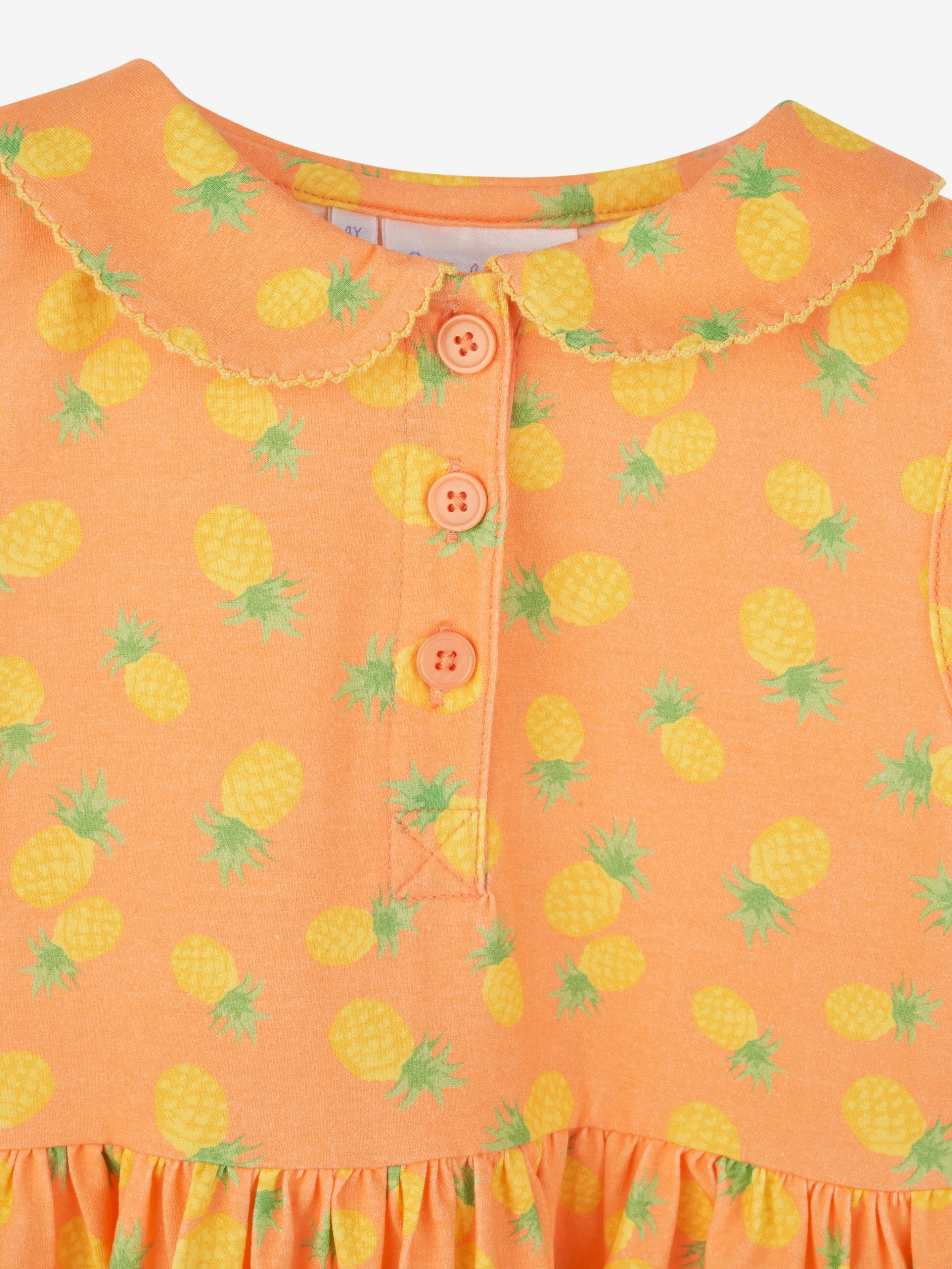 Rachel Riley Girls Pineapple Dress in Orange