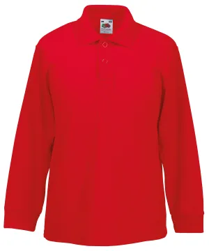 Red - Kids long sleeve 65/35 polo