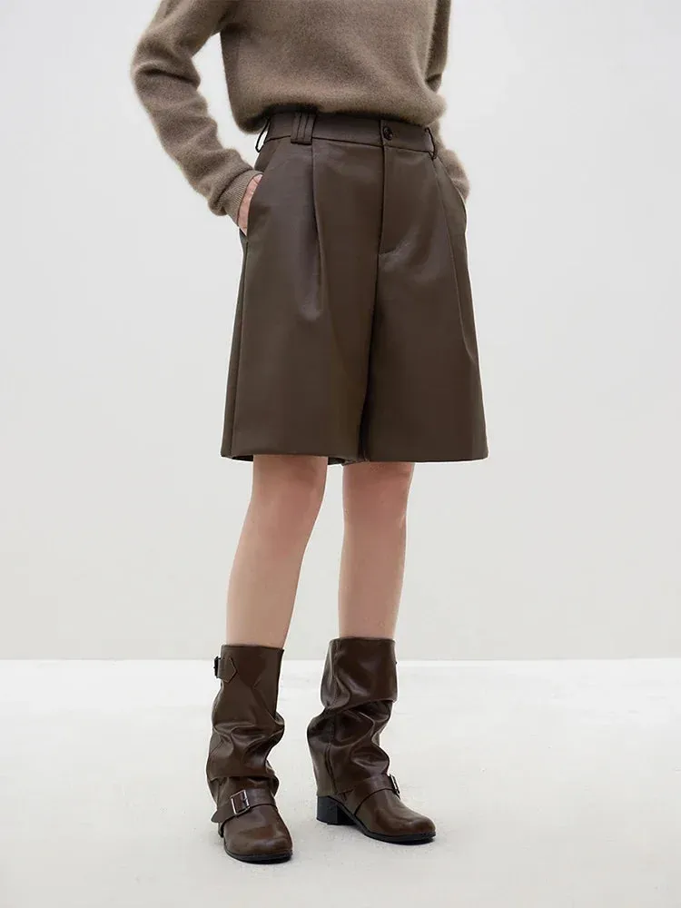 Retro Leather High Waist Short