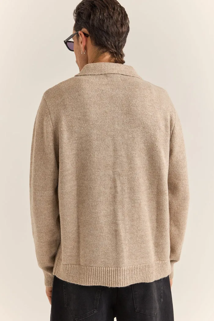 Rhythm Mohair Button Up Knit - NATURAL