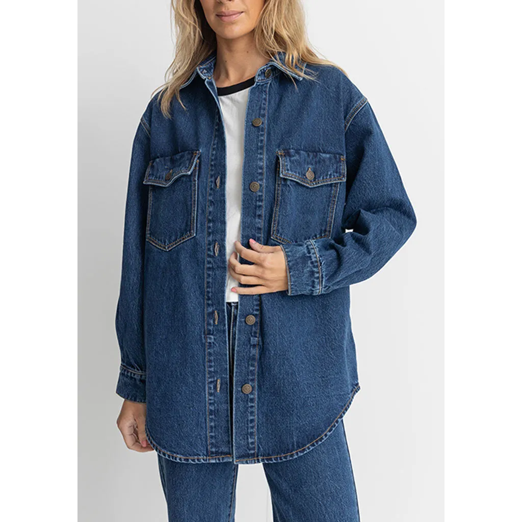 Rhythm Women's Oversized Denim Shacket - Dark Wash