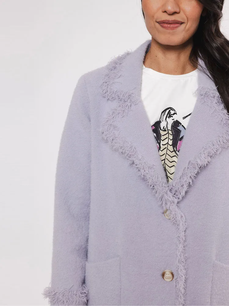 Rino & Pelle Catena Cardigan with Fringes Lilac Fog