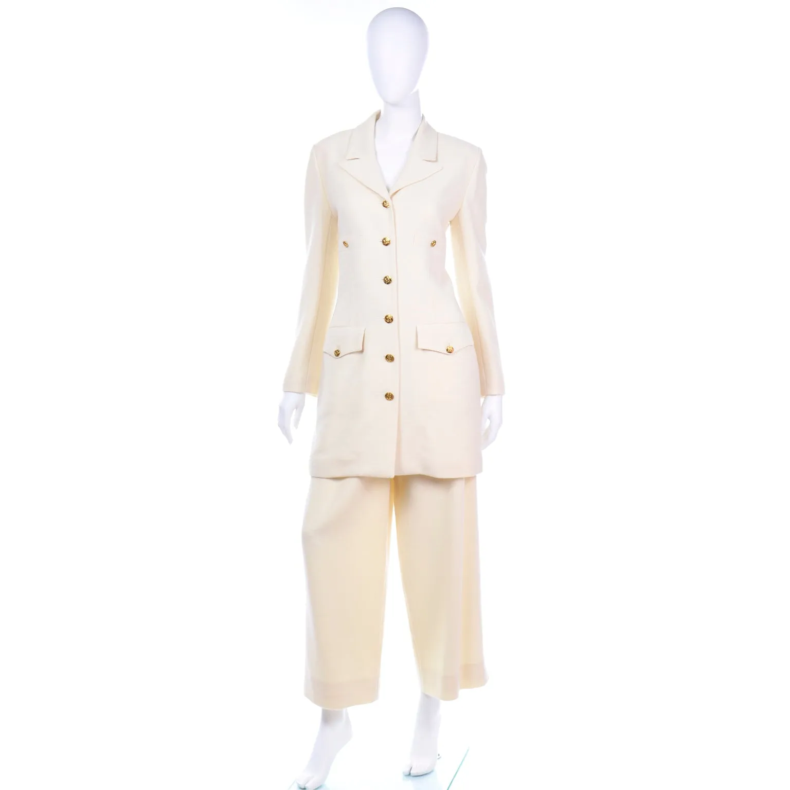 Sonia Rykiel Paris Vintage Ivory Trouser & Jacket Pantsuit