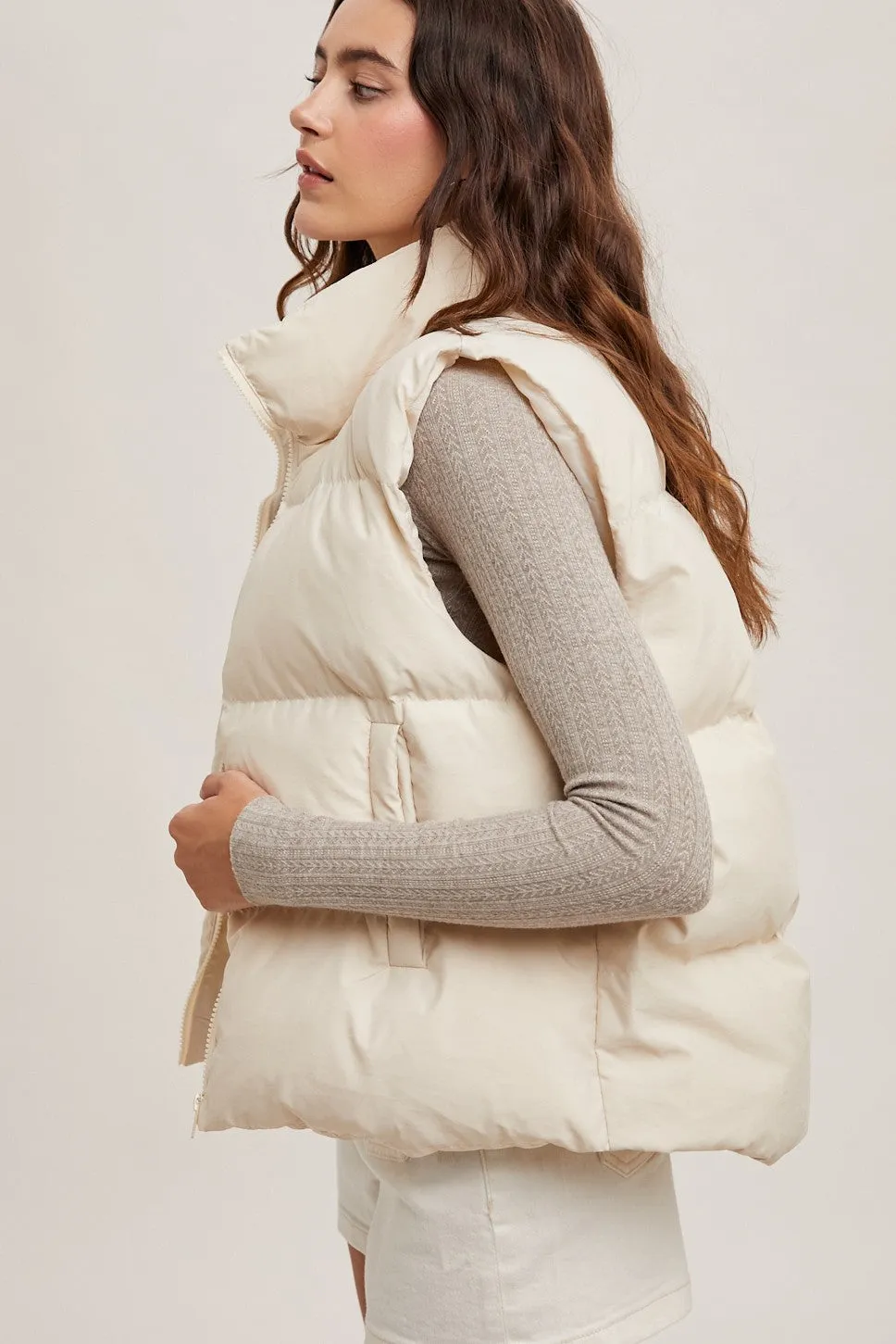 Stella Puffer Vest- Mushroom