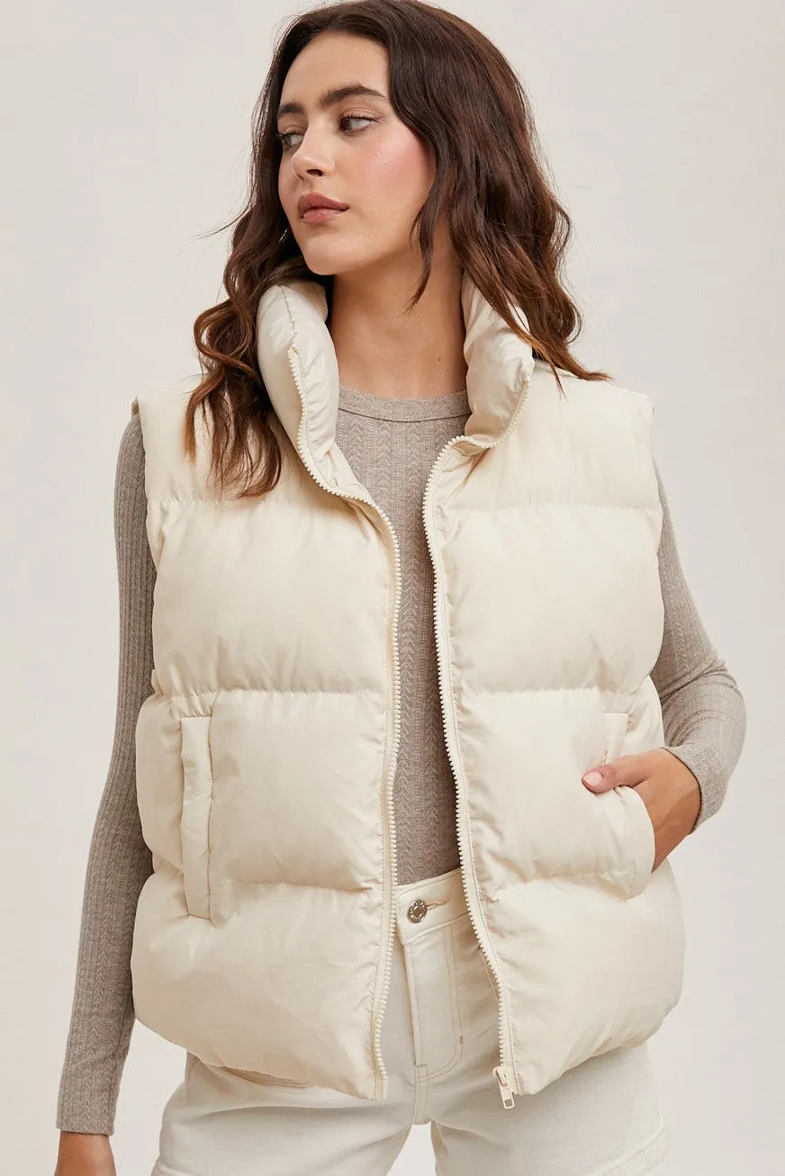 Stella Puffer Vest- Mushroom