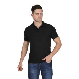 Stunning Black Polyester Solid Polos For Men