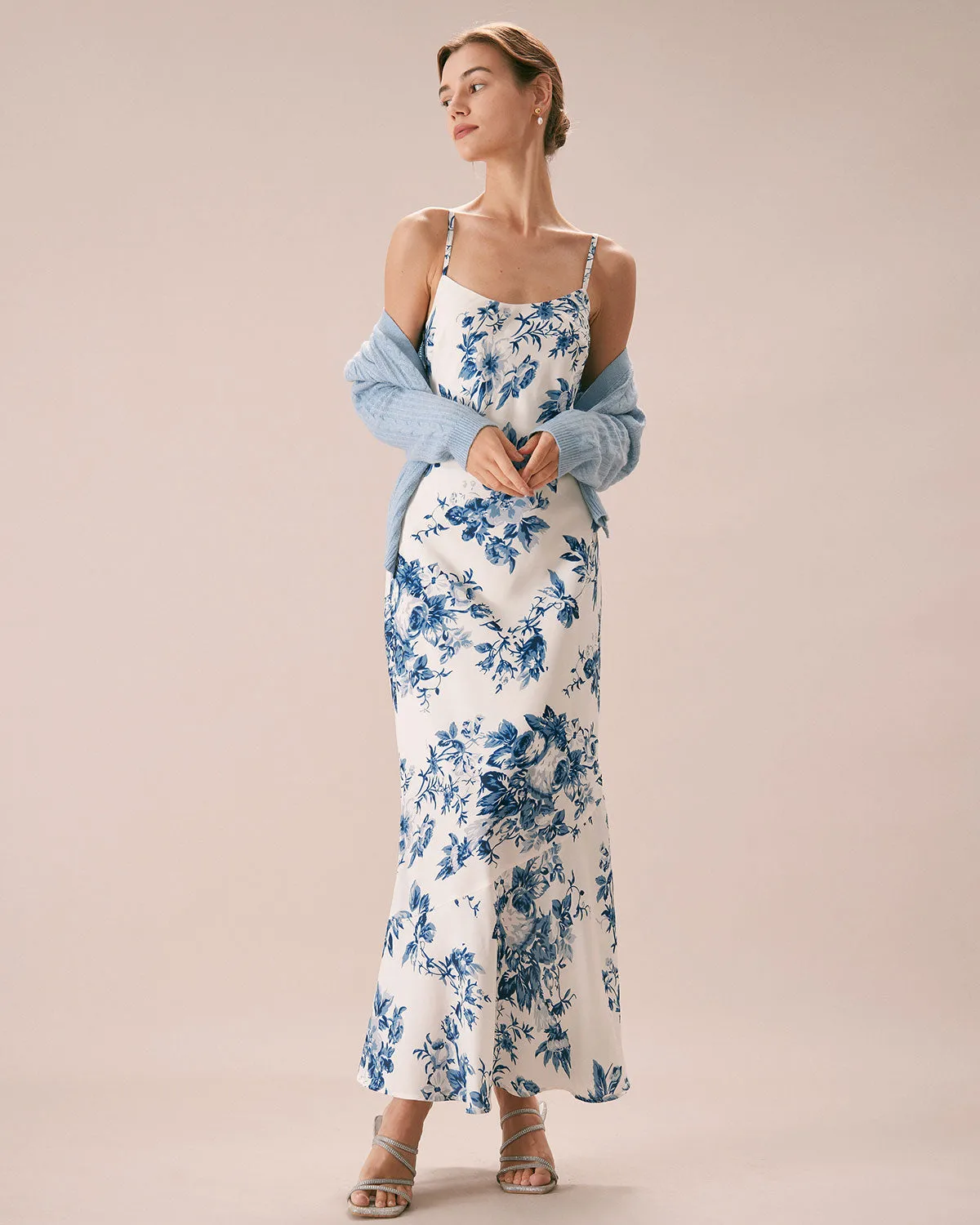 The Blue Floral Slip Maxi Dress