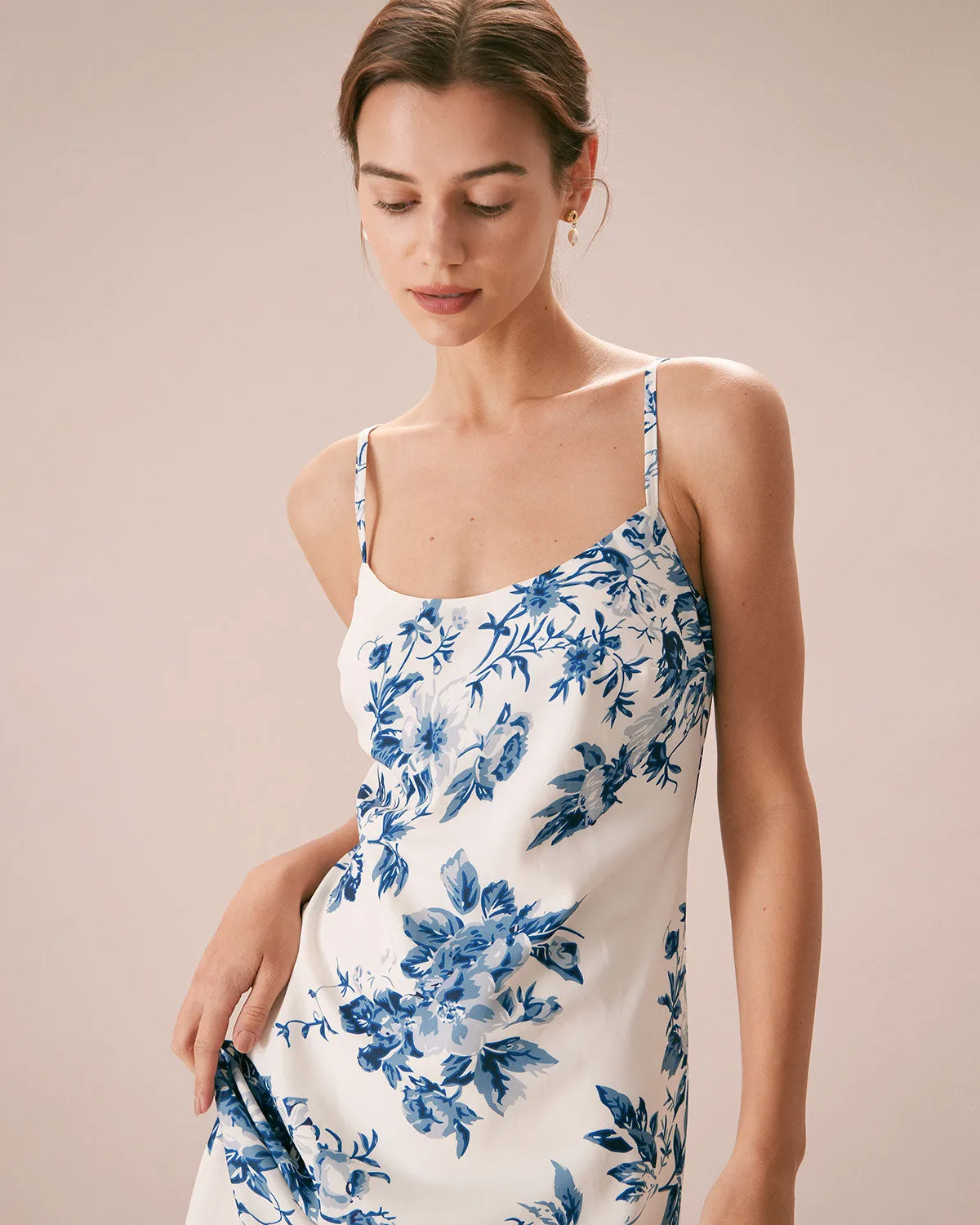 The Blue Floral Slip Maxi Dress