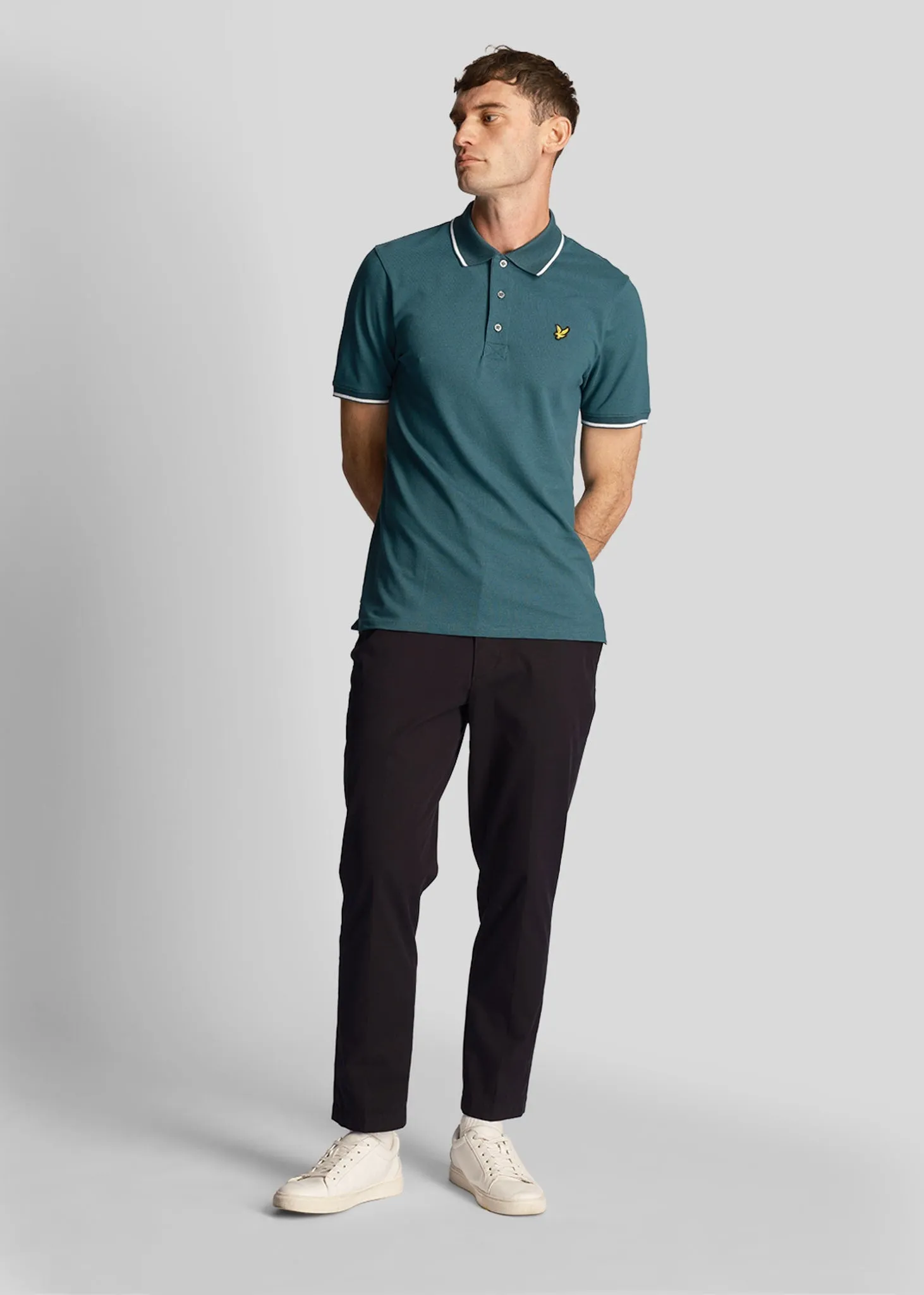 Tipped polo shirt - malachite green white