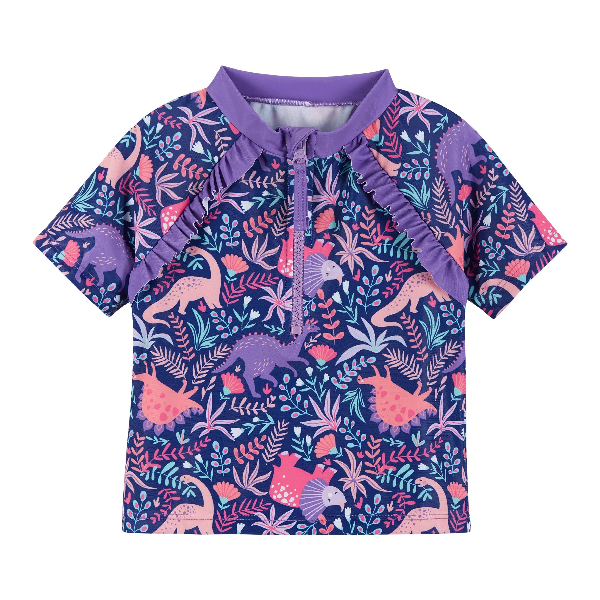 UPF 50  Dino Print Rashguard Set | Purple