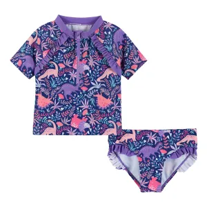 UPF 50  Dino Print Rashguard Set | Purple