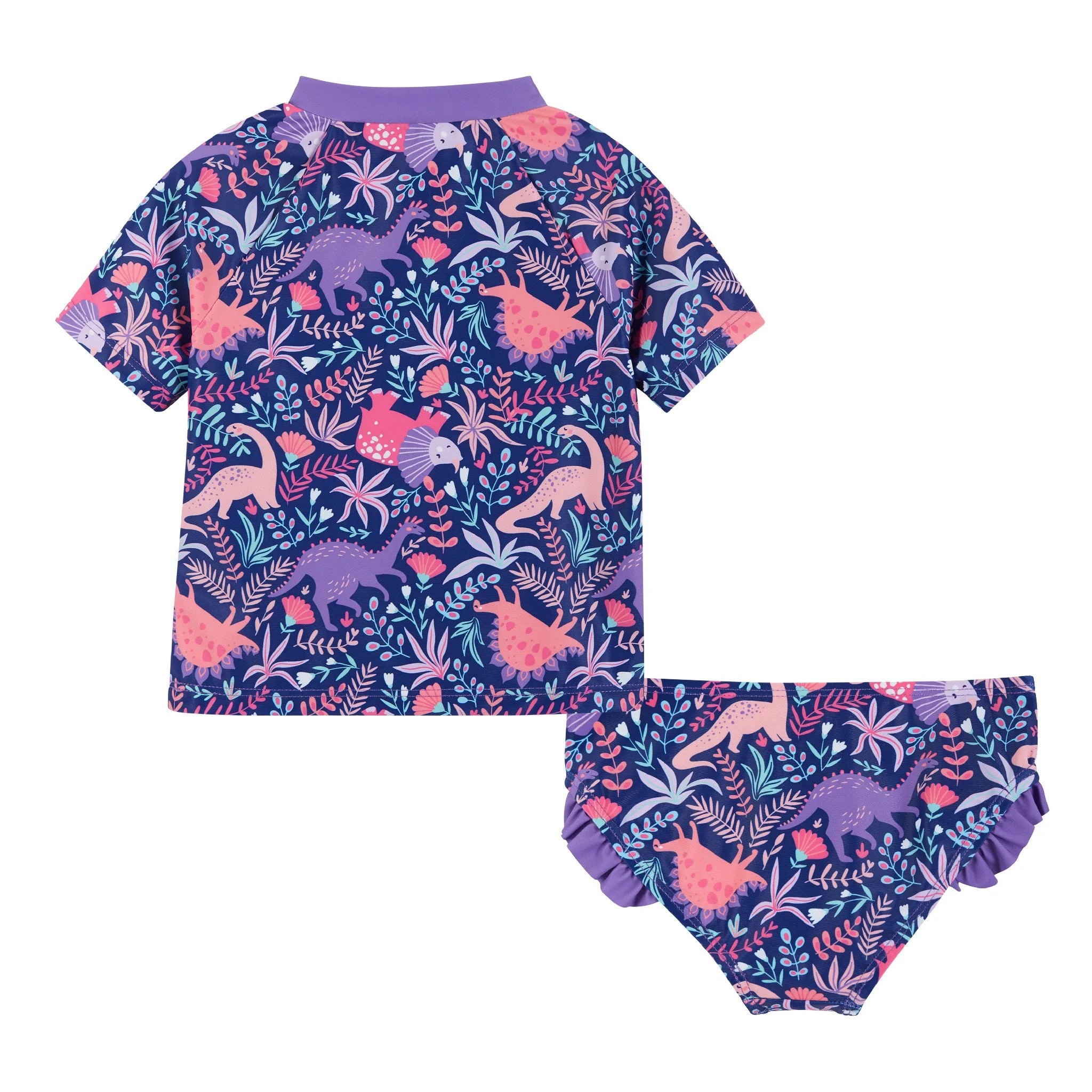 UPF 50  Dino Print Rashguard Set | Purple