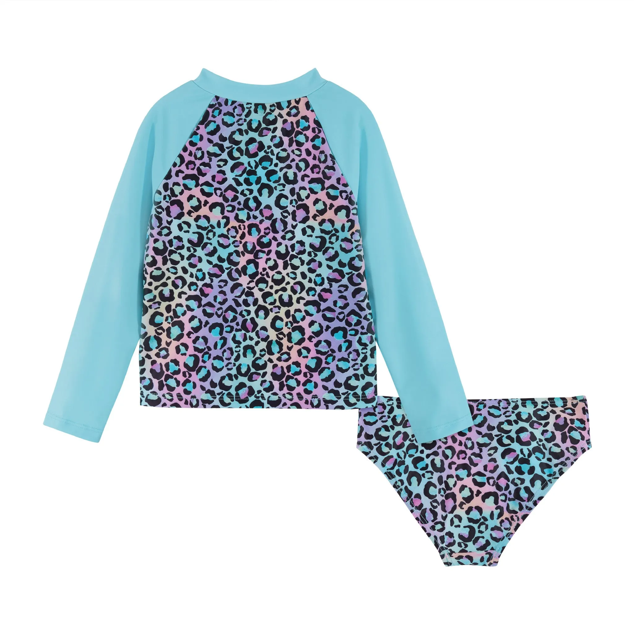 UPF 50  Leopard Rashguard Set | Aqua/Multi