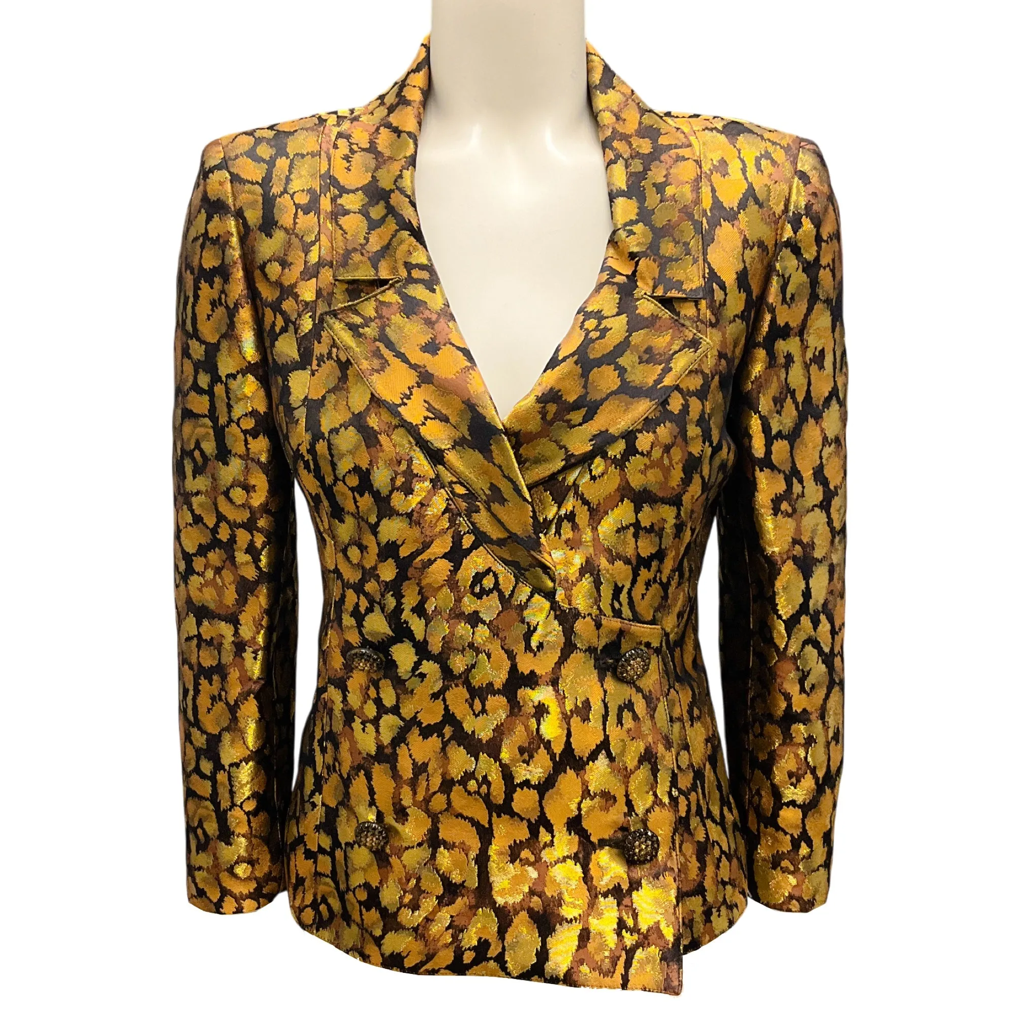 Valentino Boutique Vintage Gold Metallic Jacquard Brocade Jacket