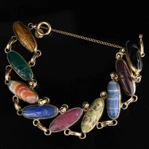 Vintage Wide Egyptian Beetle Bug Scarab Bracelet