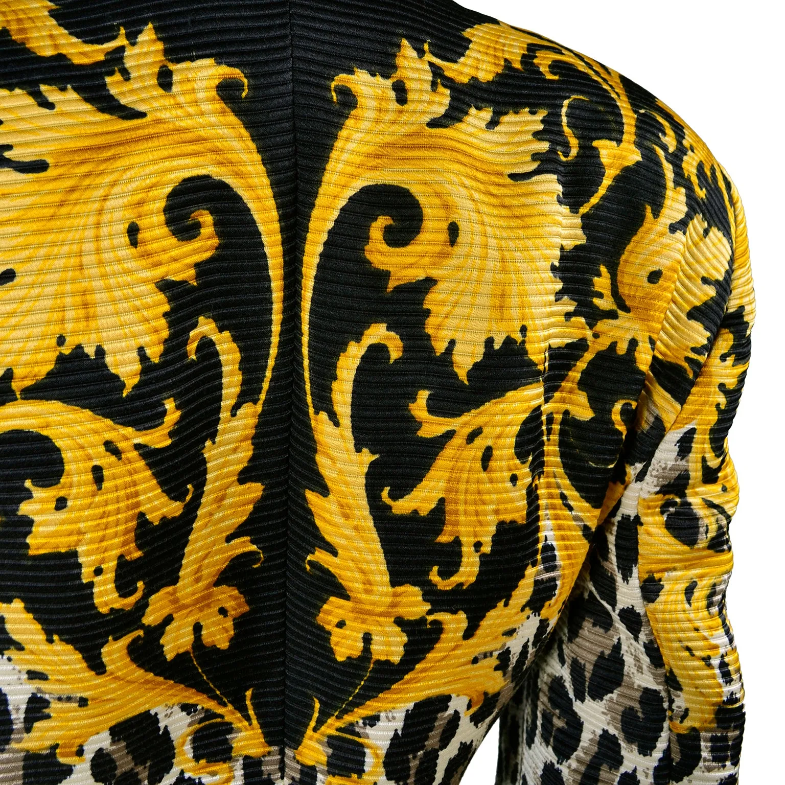 Vintage Wool & Silk Escada Baroque Lion Head Leopard Print Jacket