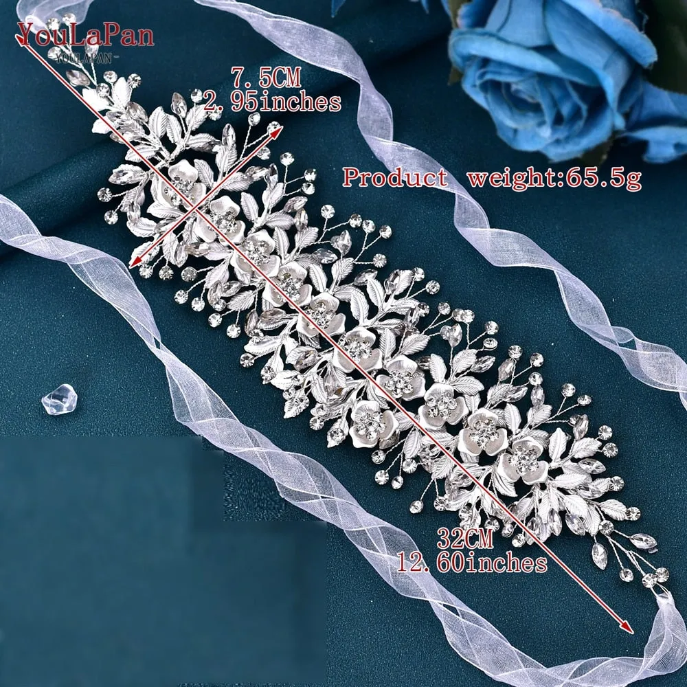 Wedding Dresses Belt | Alloy Flower Crystal Belts for Bride | Women Waistband