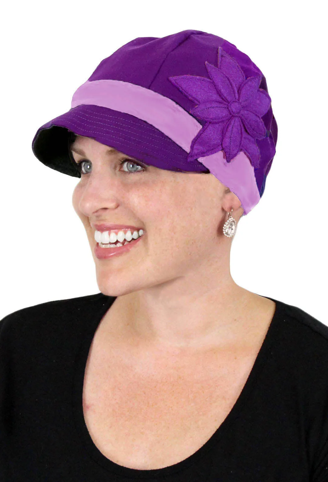 Whimsy Soft Cotton Hat Chemo Headwear for Women Plum Crazy 50 UPF