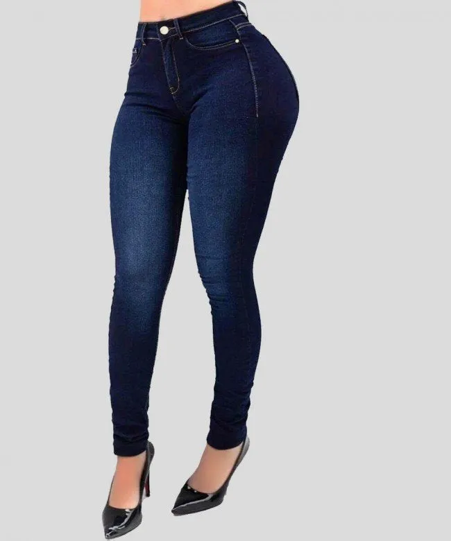 Woman's pure color jeans denim high waist jeans - WJN0005