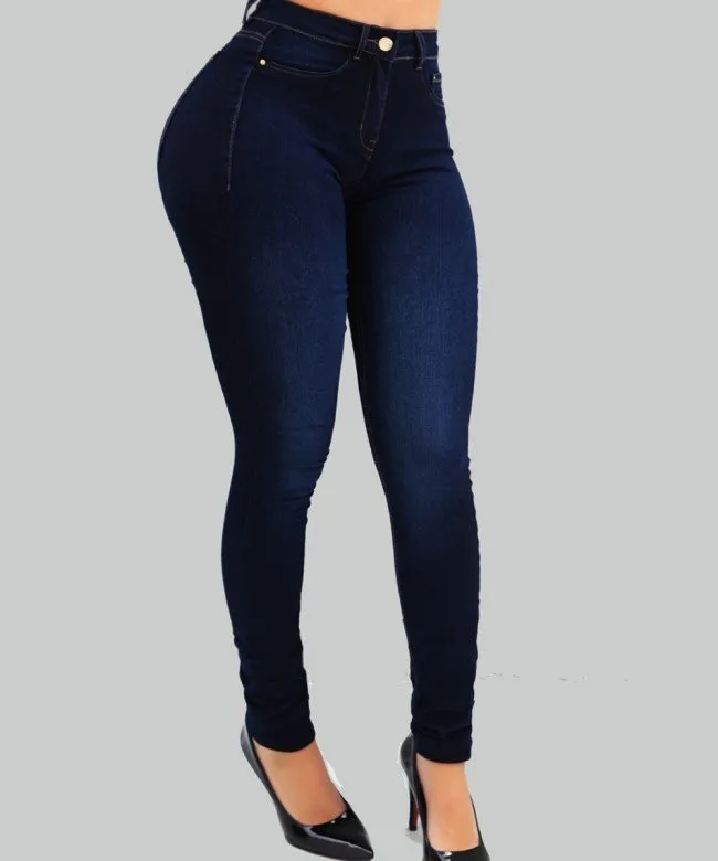 Woman's pure color jeans denim high waist jeans - WJN0005