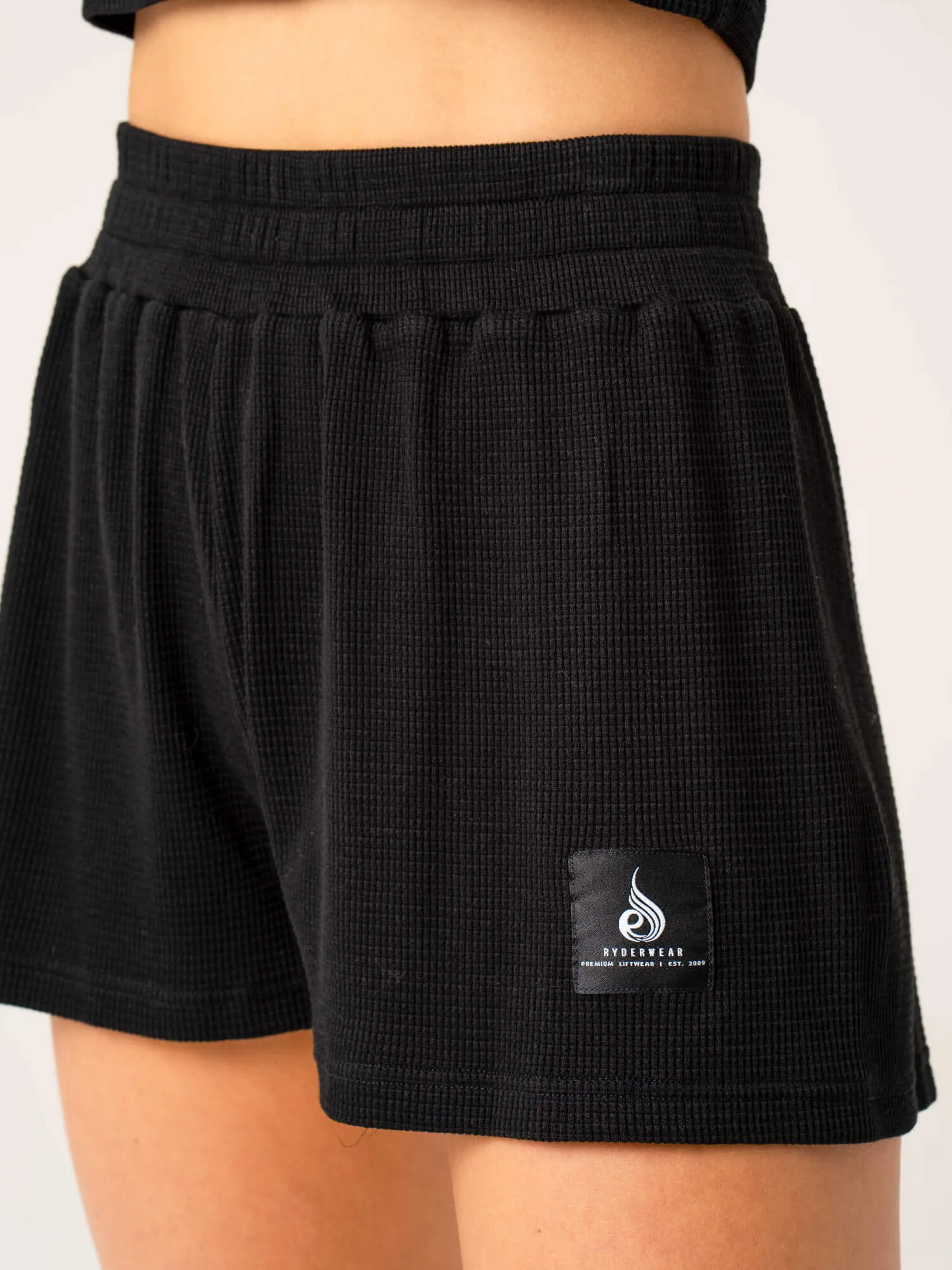 Women's Waffle Lounge Shorts - Black